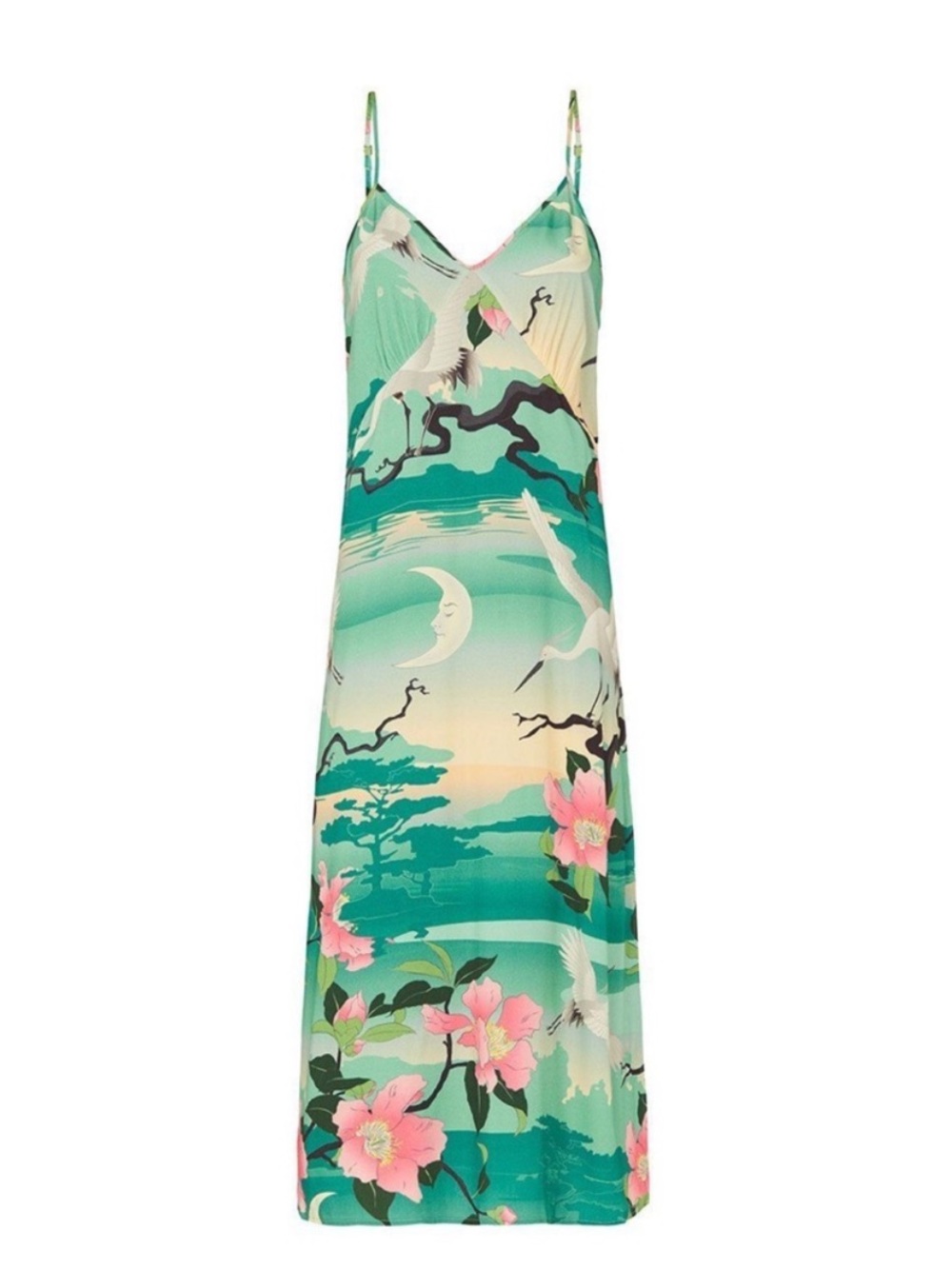 Spell Nightingale Slip Dress in Teal, Small
